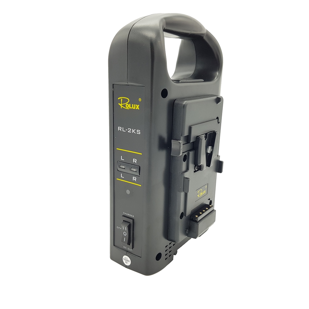 Rolux dobbelt batterioplader RL-2KS til V-mount-batterier
