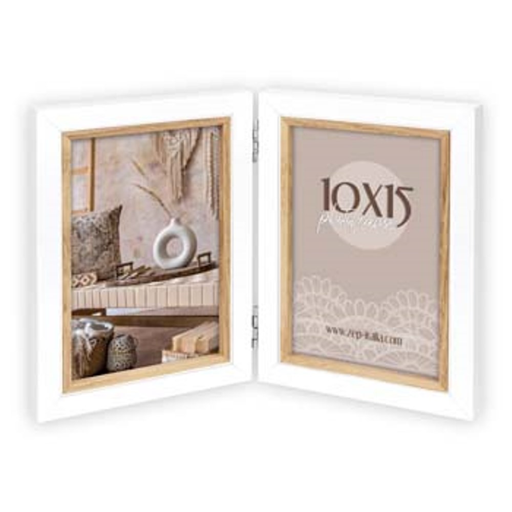 Zep dobbelt fotoramme CV257 Ayas 2Q hvid/brun, 2x 13x18 cm