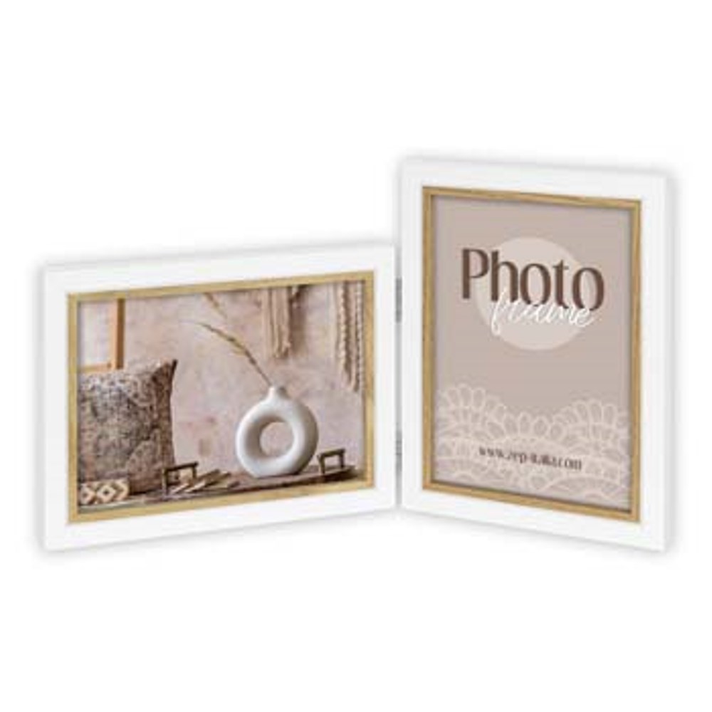 Zep dobbelt fotoramme CV436 Ayas 2L hvid/brun, 2x 10x15 cm