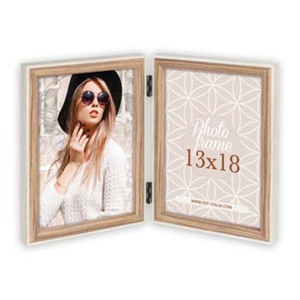Zep dobbelt fotoramme EK2268 Kriss 2Q hvid/brun, 2x 15x20 cm