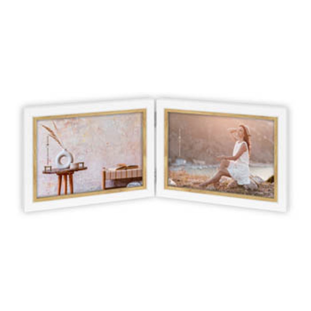 Zep dobbelt fotoramme CV975 Ayas 2H hvid/brun, 2x 13x18 cm
