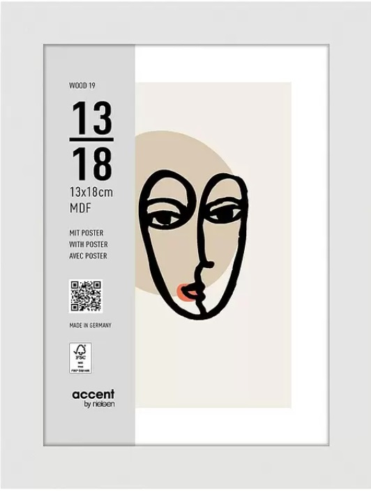Nielsen fotoramme 3232202 Wood 19 hvid, 13x18 cm