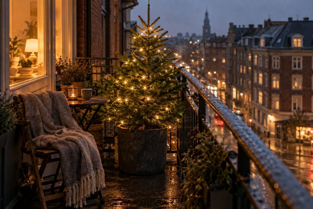 Lille juletræ: på altanen, i vindueskarmen og i små hjem